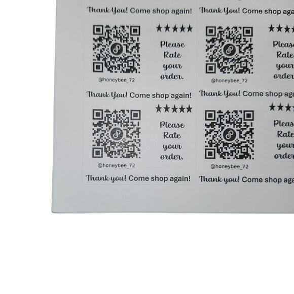 50 QR and Rate My Order Labels - 2 sheets of 25 - Laser Printed - Picture 3 of 4